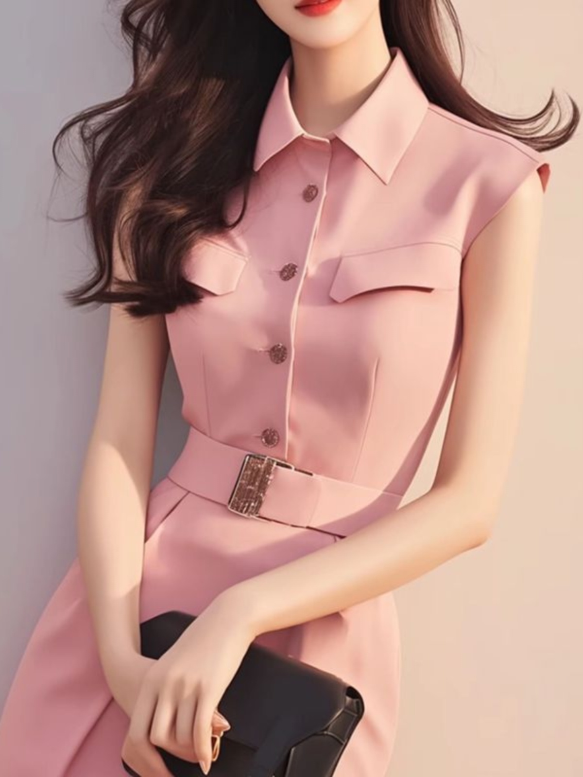 Summer Line Clothing Brand - Elegante Vestido Largo Rosa, Estilo Moderno