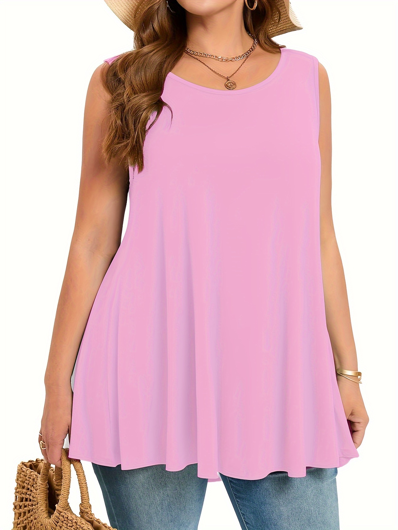 Camiseta sin mangas lisa y sen - Summer Clothing Plus reseña y precio