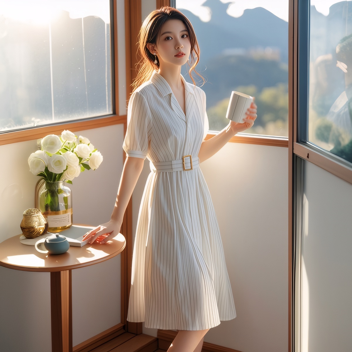 Vestido de cintura alta a raya - Summer Line Clothing Brand reseña y precio