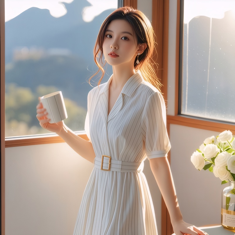 Vestido de cintura alta a raya - Summer Line Clothing Brand reseña y precio