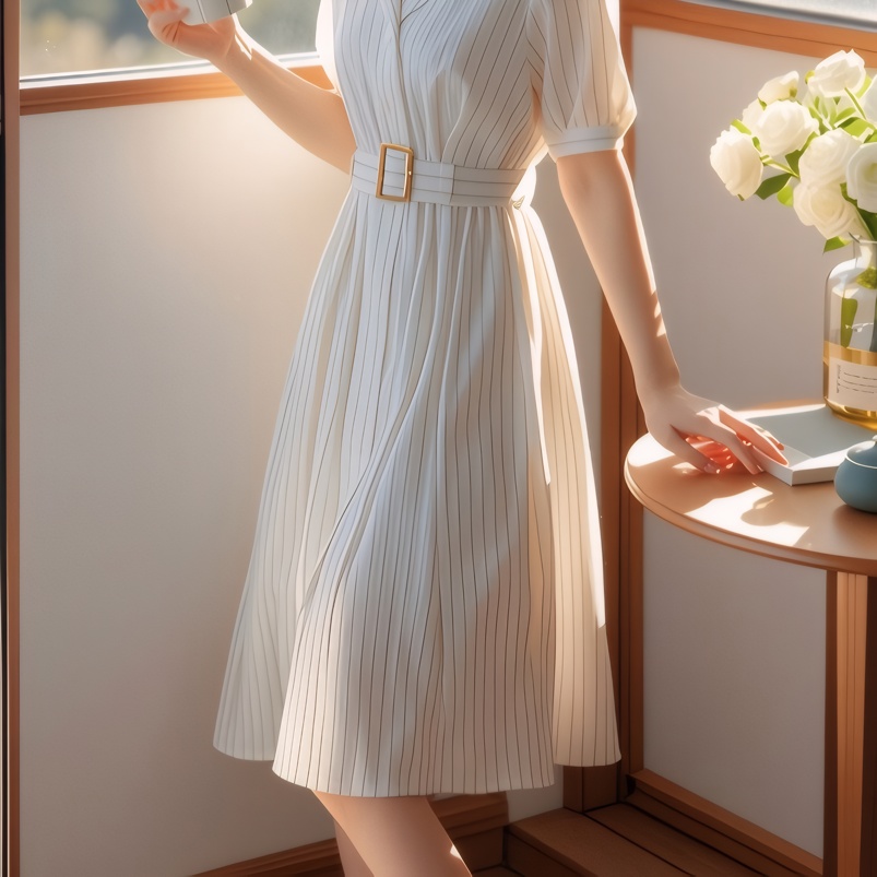 Vestido de cintura alta a raya - Summer Line Clothing Brand reseña y precio