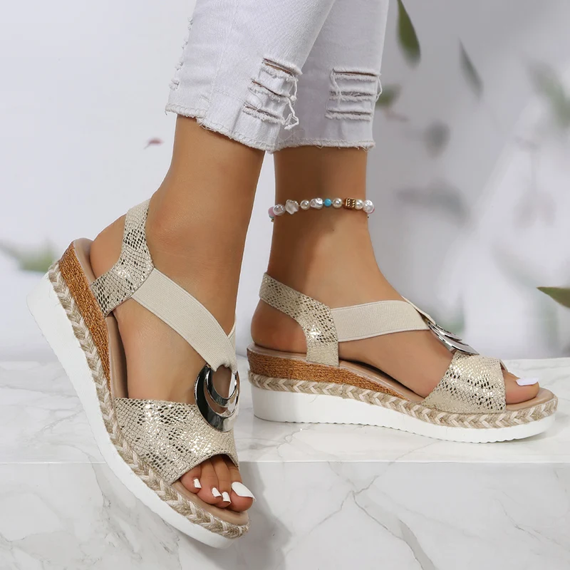 Sandalias de cuña con hebilla  - Espadrille Sandal Women reseña y precio